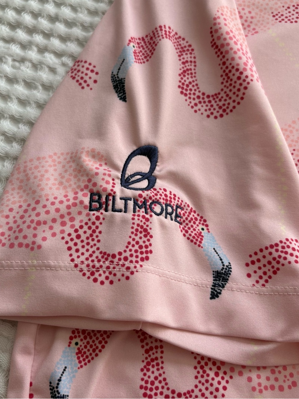 Bad Birdie Pinky Promise Flamingo Print Golf Polo Biltmore AZ Pink Men's L - Picture 6 of 7